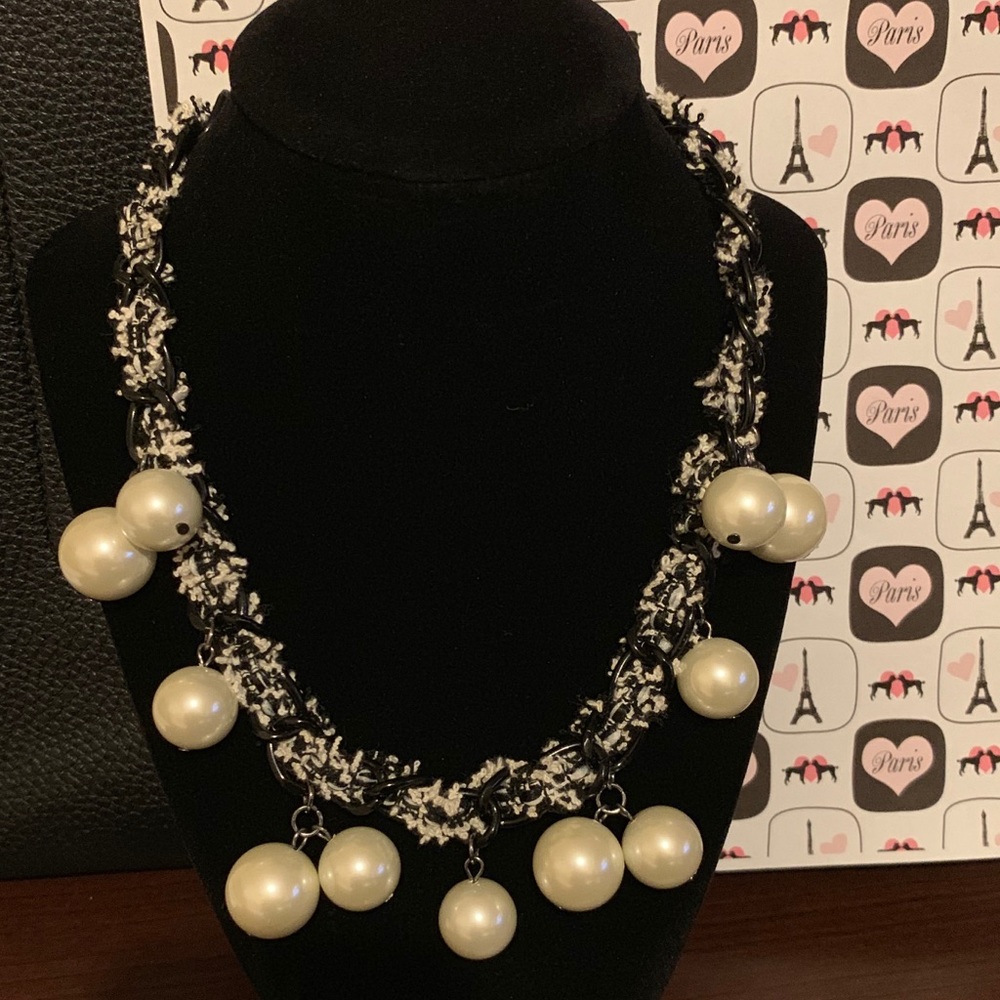 INC Fashion Necklace Black and White with Pearls